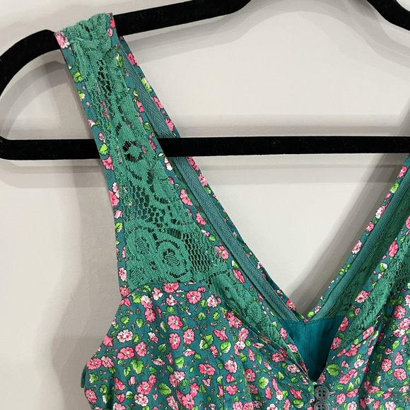 FARM Rio floral sleeveless lace detail tule hem fit and flare mini dress - Picture 5 of 15